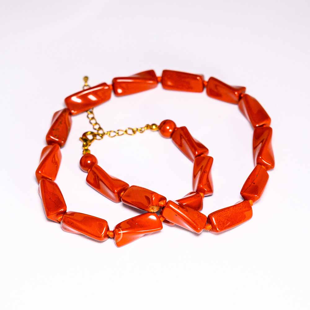JASPIS rot Kette, längliche Steine