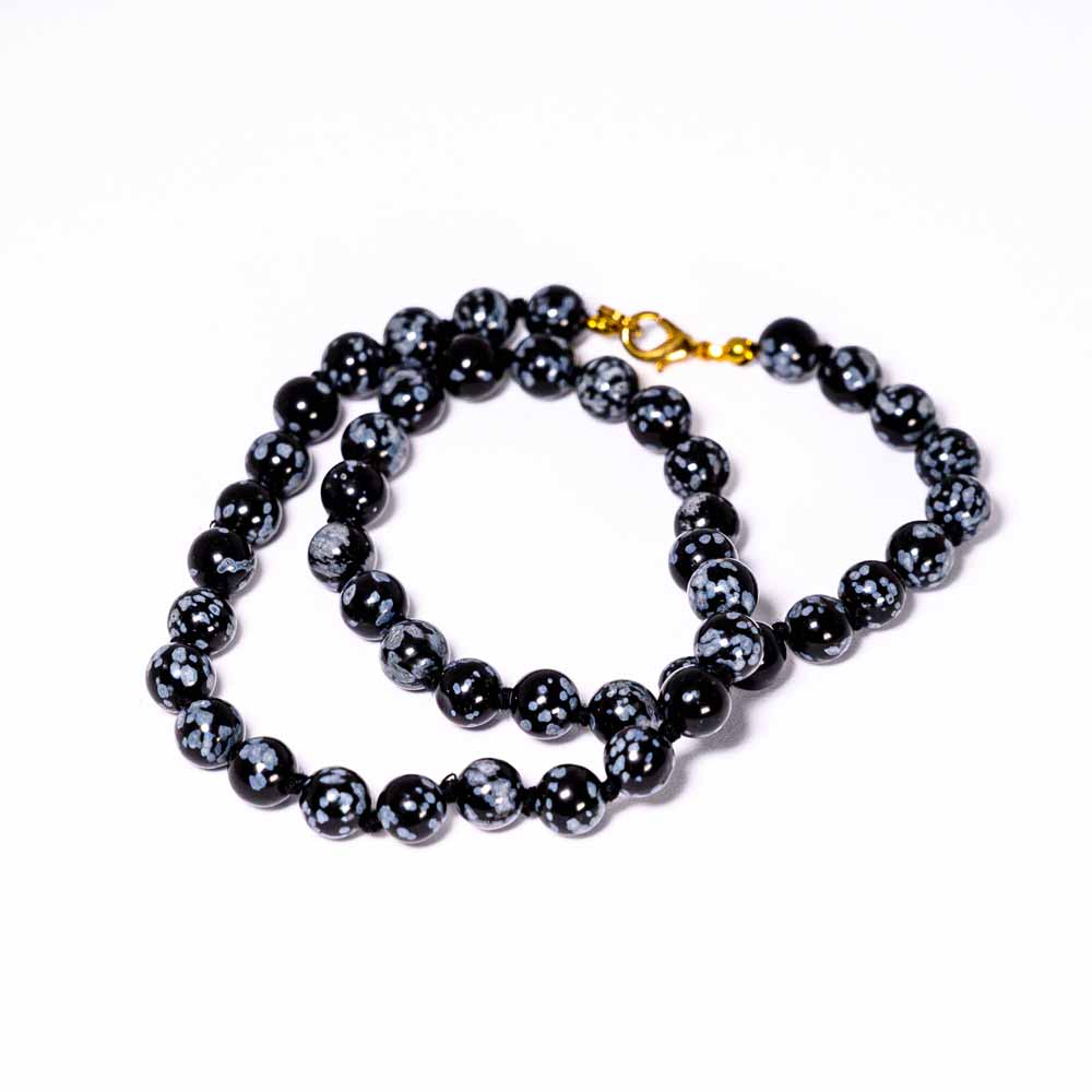OBSIDIAN Kette, runde Steine