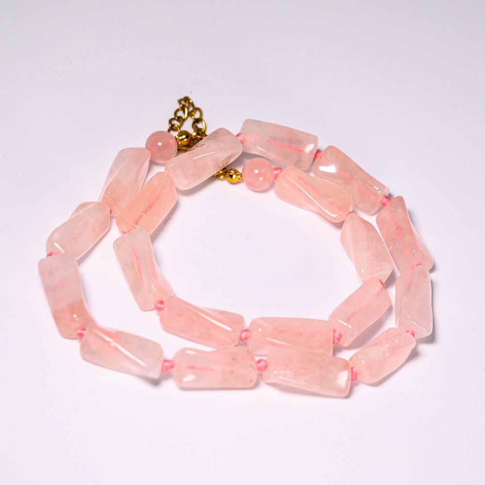 ROSENQUARZ Kette, längliche Steine