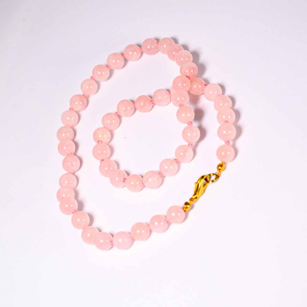 ROSENQUARZ Kette, runde Steine