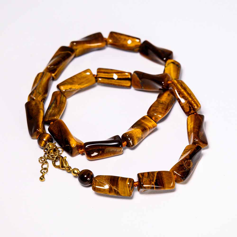 TIGERAUGE Kette, längliche Steine